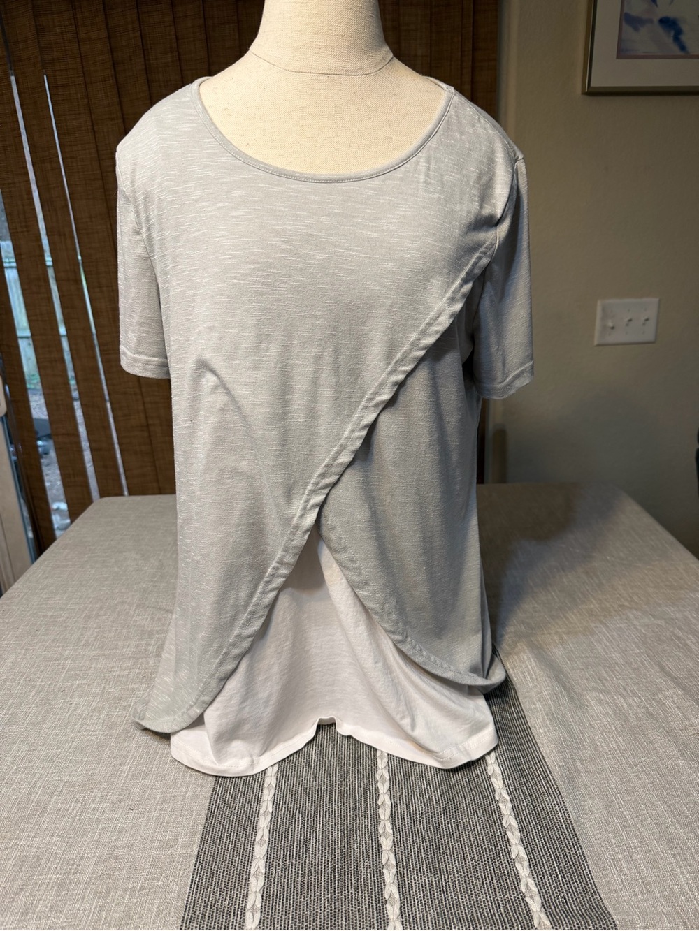 Quince Light Gray Layered Short-Sleeve Top